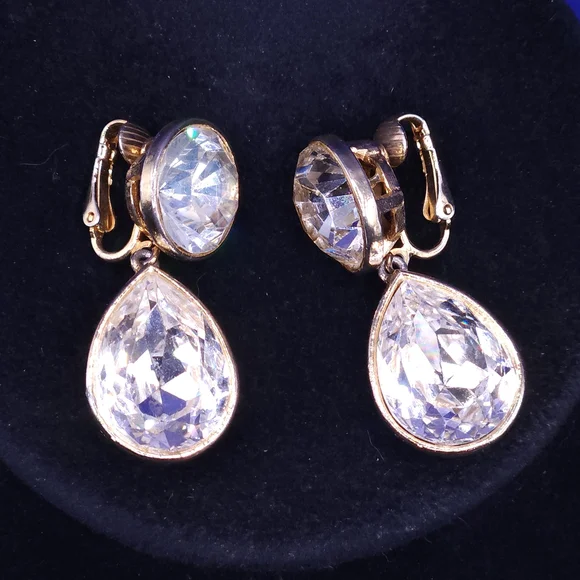 Kenneth Jay Lane Gold and Silver Crystal Earrings - Picture 12 of 14